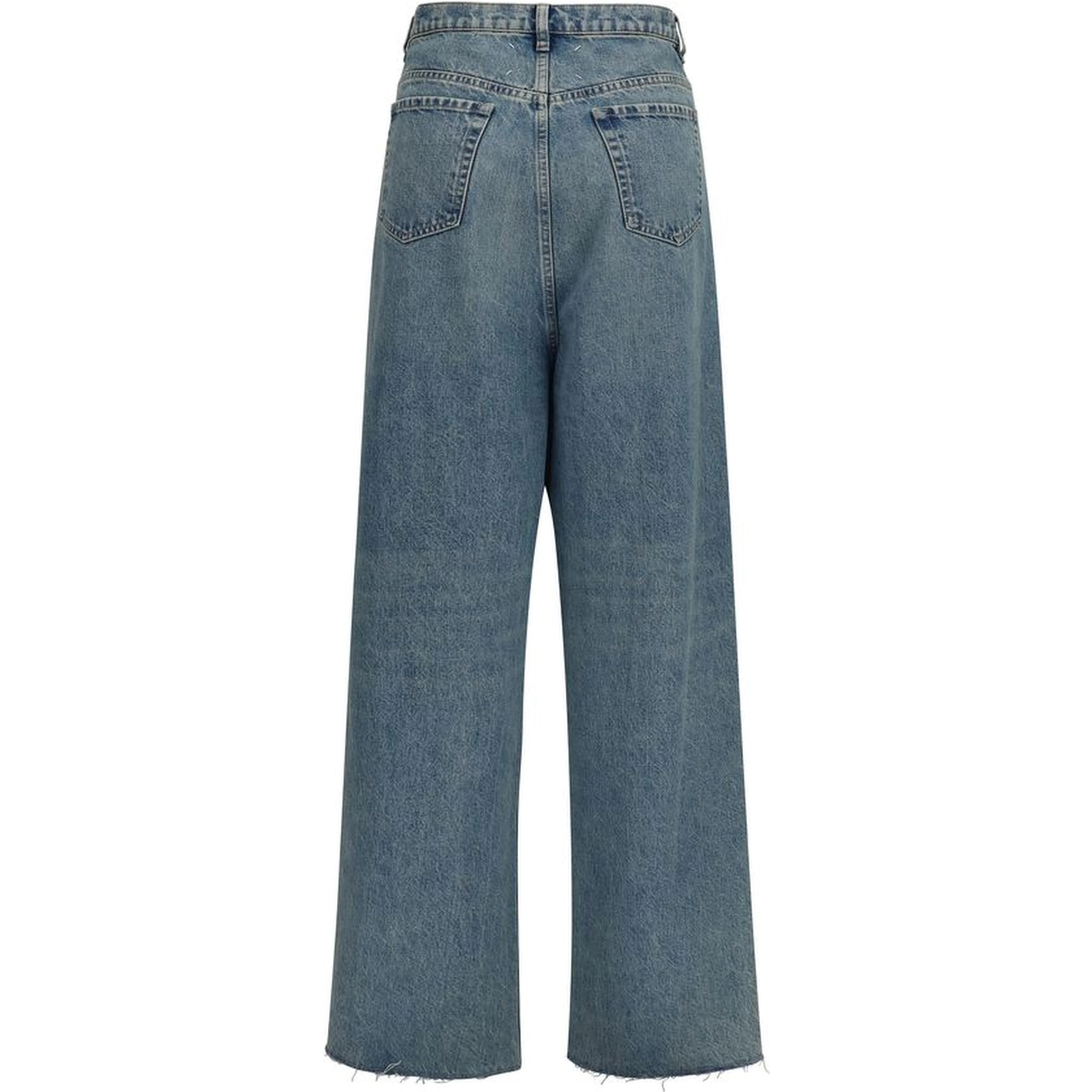Blue Cotton High-Waisted Jean