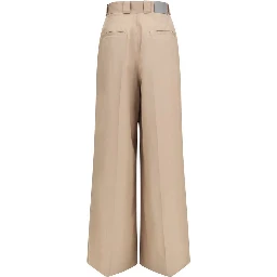 Beige Cotton Flared Pants