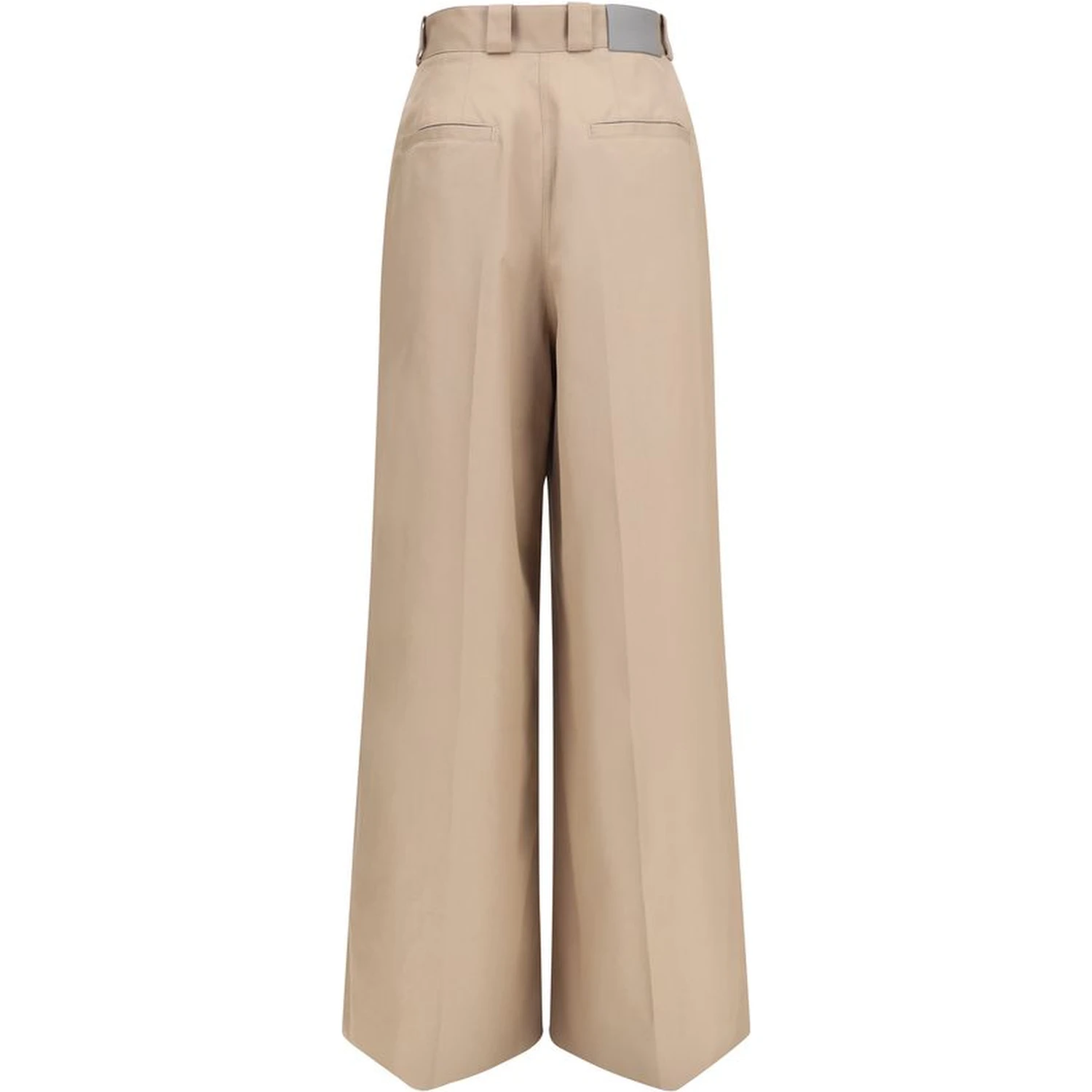 Beige Cotton Flared Pants