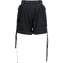 Black Cotton Cargo Shorts
