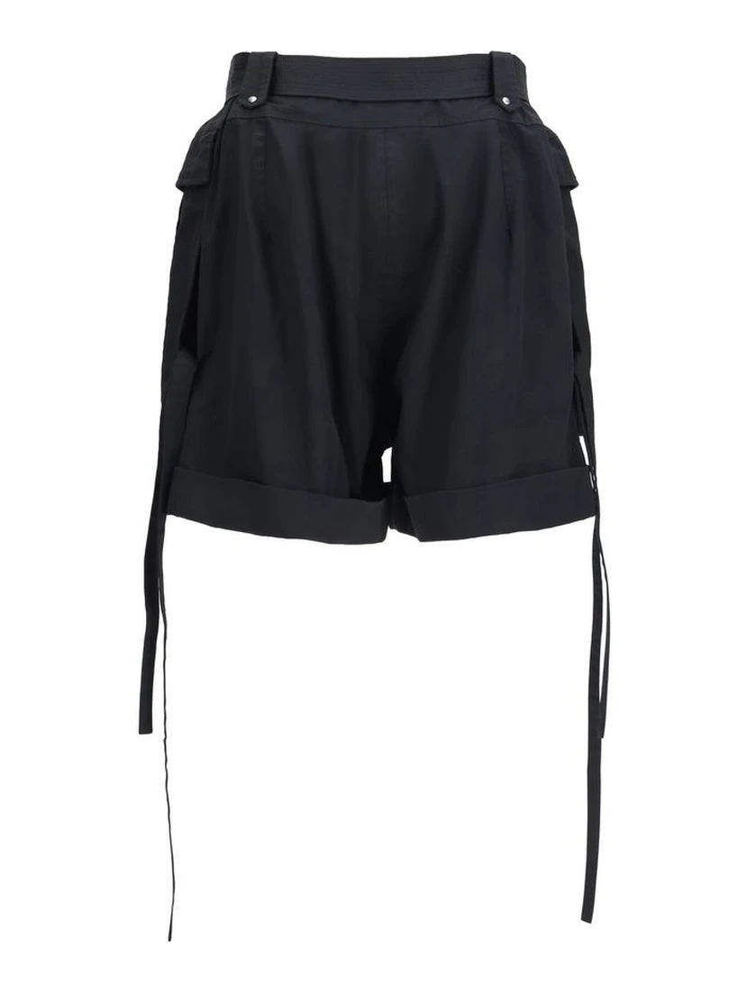 Black Cotton Cargo Shorts