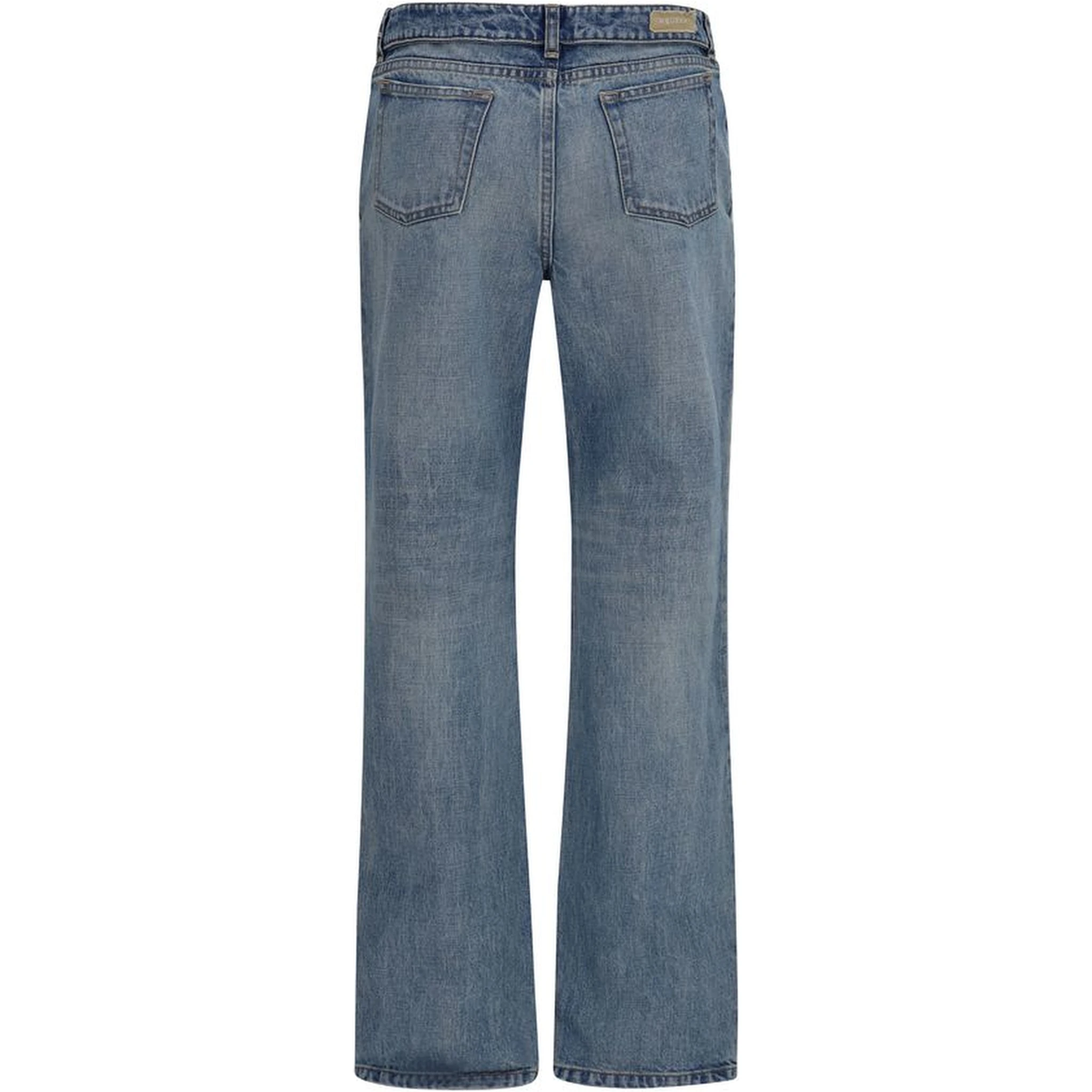 Blue Cotton Straight-Leg Jeans