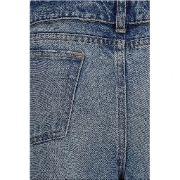 Blue Cotton Straight-Leg Jeans