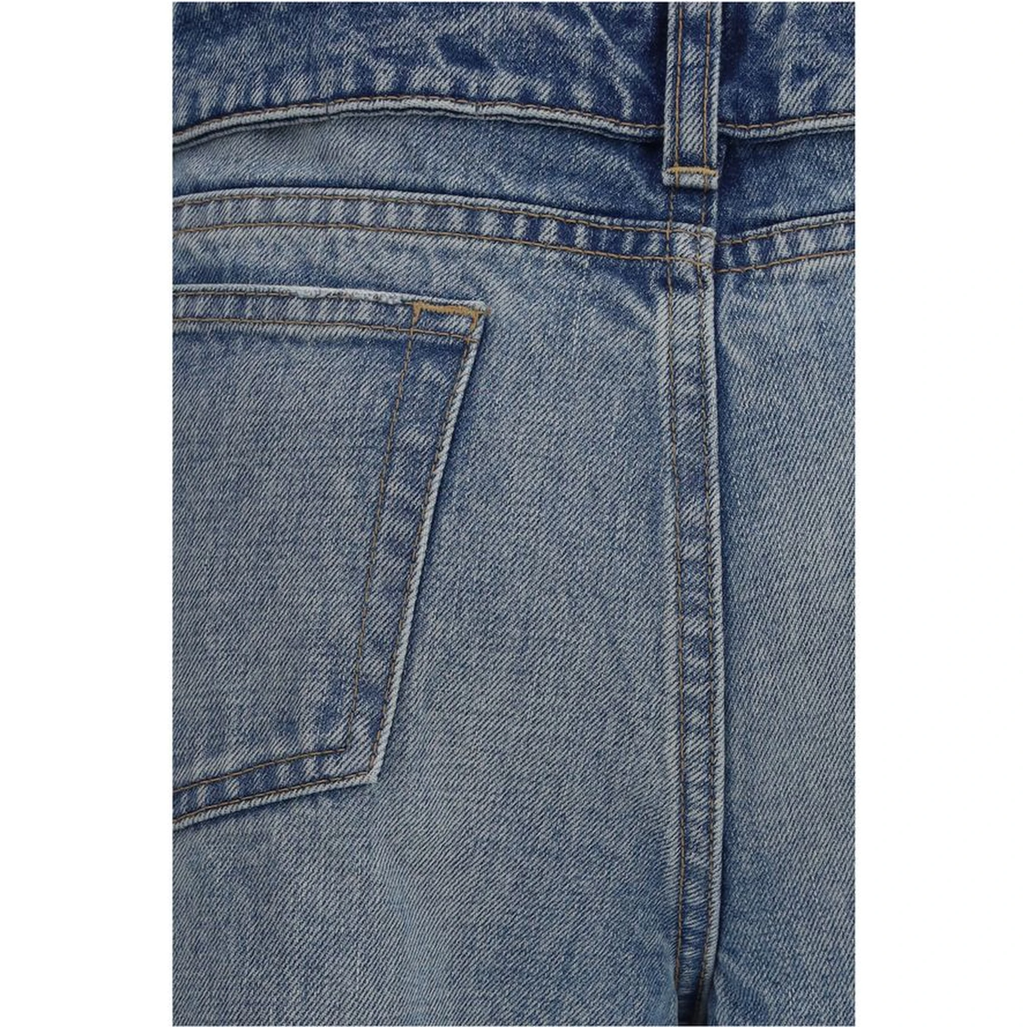 Blue Cotton Straight-Leg Jeans