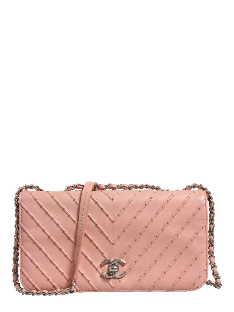 Small Classic Double Flap Bag Light Pink Chevron