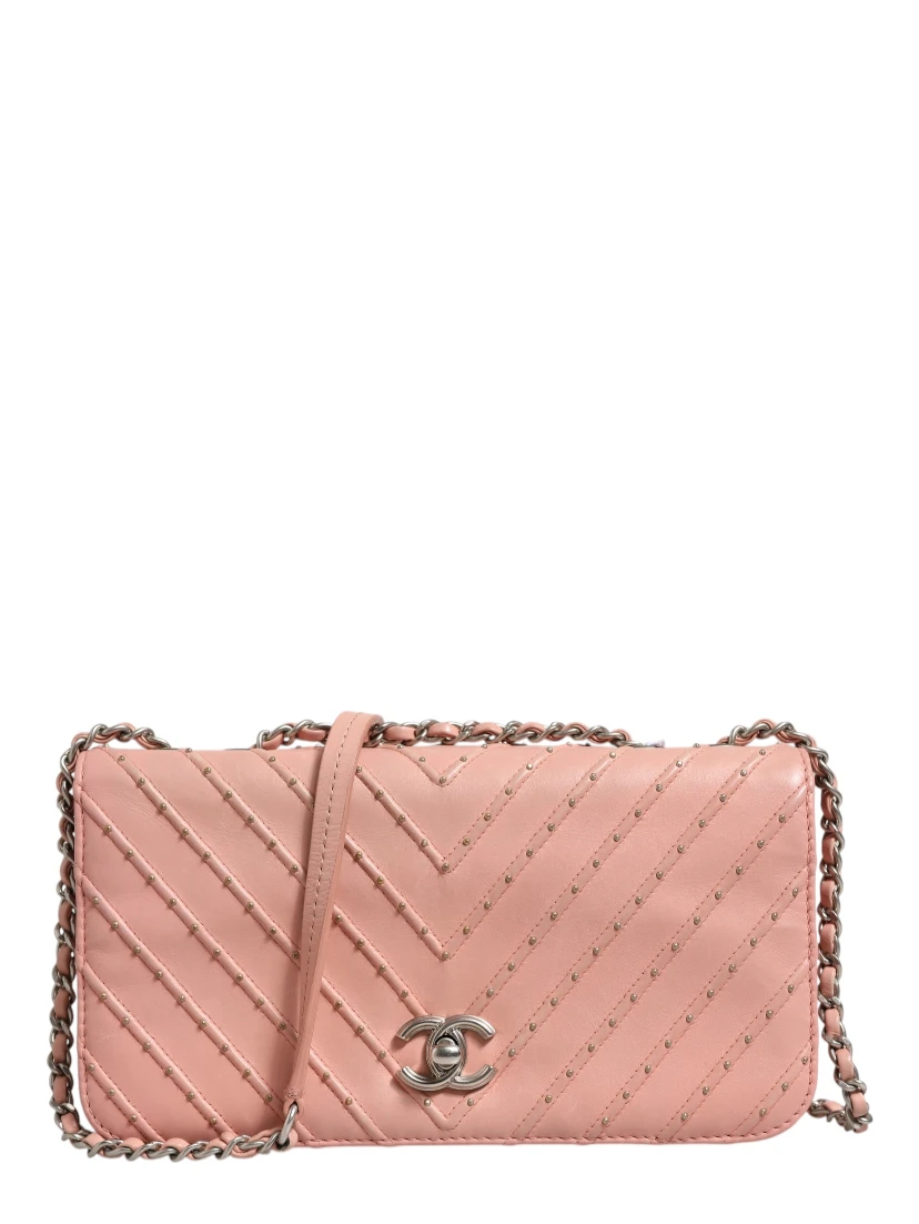 Small Classic Double Flap Bag Light Pink Chevron