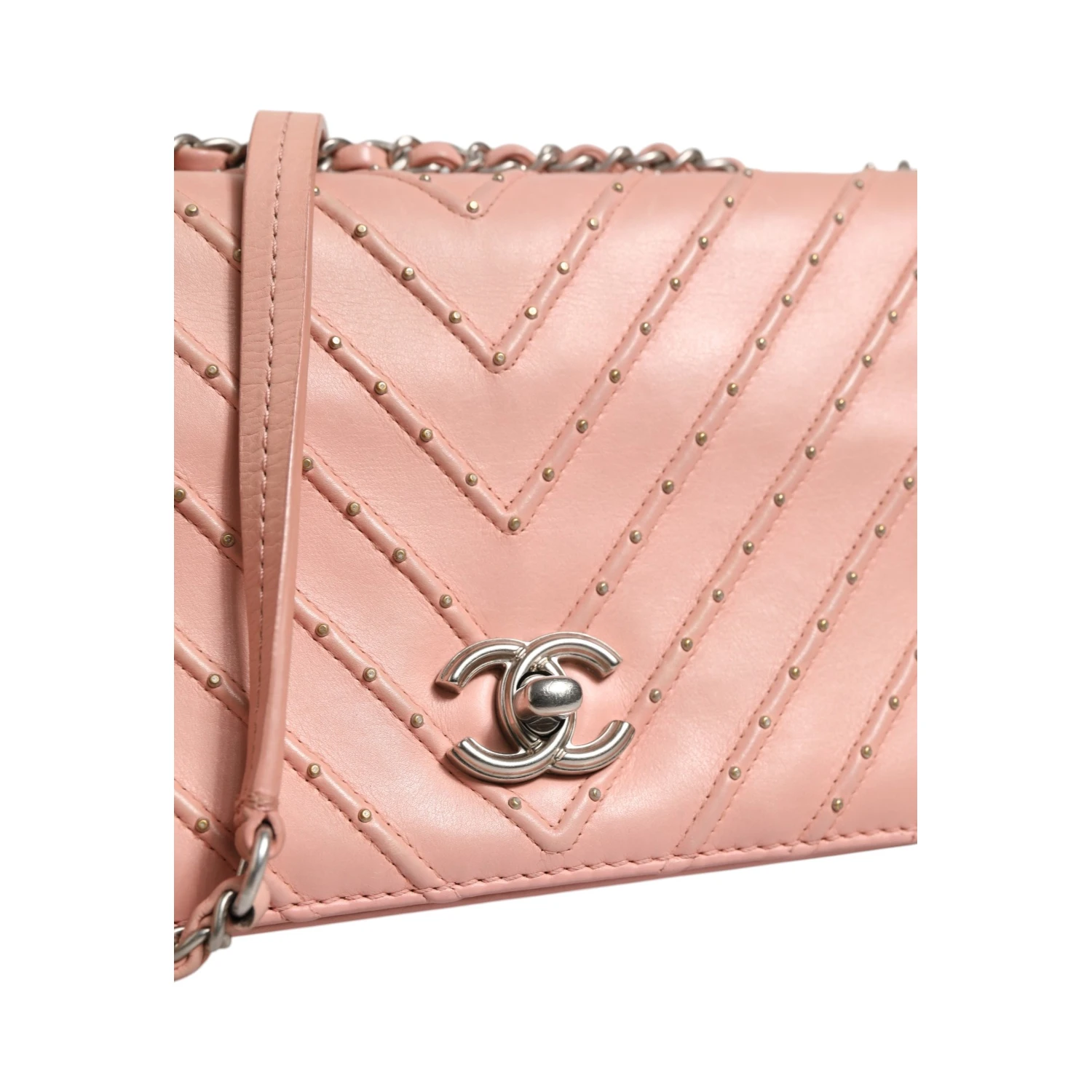 Small Classic Double Flap Bag Light Pink Chevron