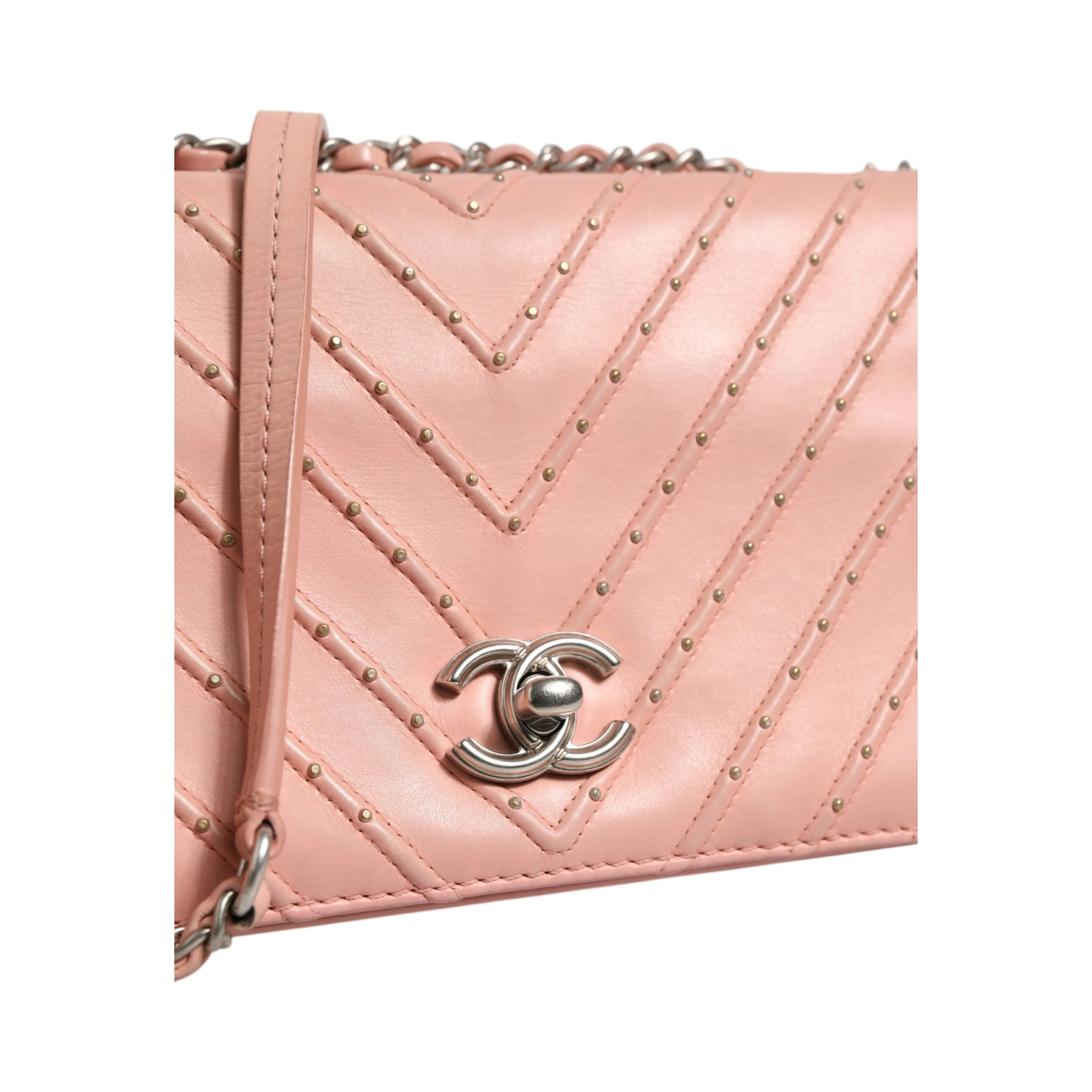 Small Classic Double Flap Bag Light Pink Chevron