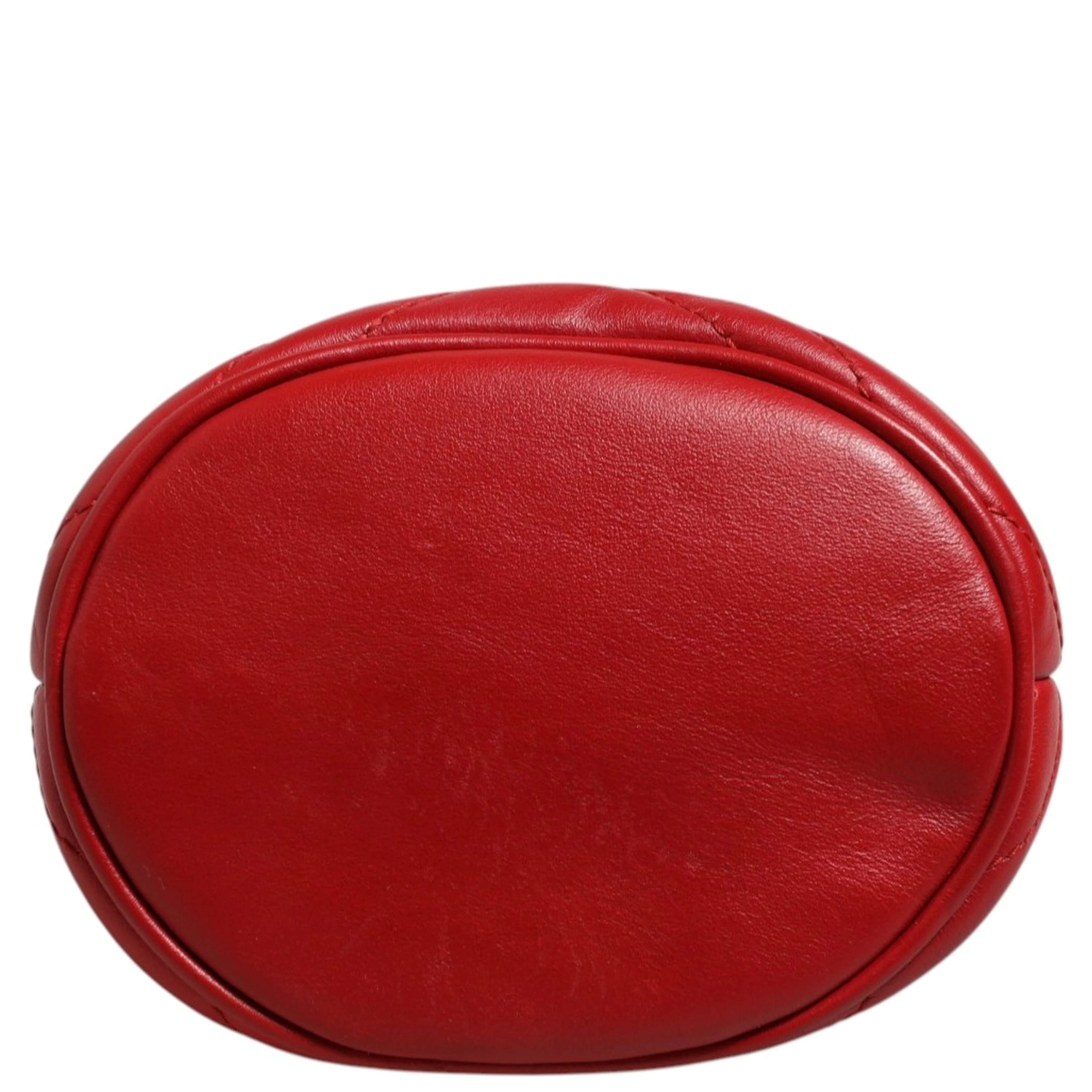 Red Chevron-quilted Calfskin Leather GG Marmont Bucket Bag