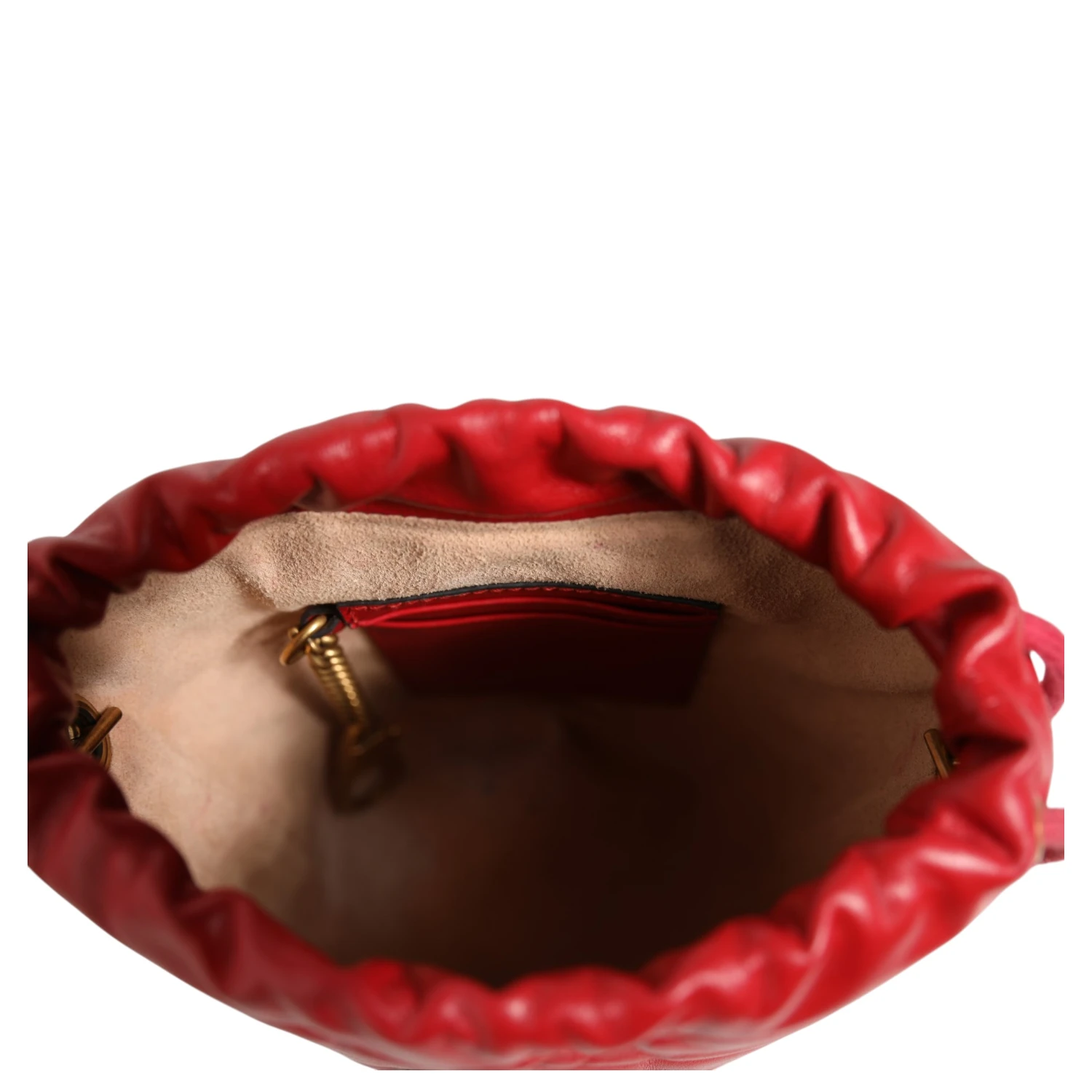 Red Chevron-quilted Calfskin Leather GG Marmont Bucket Bag