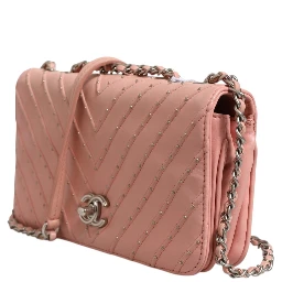 Small Classic Double Flap Bag Light Pink Chevron