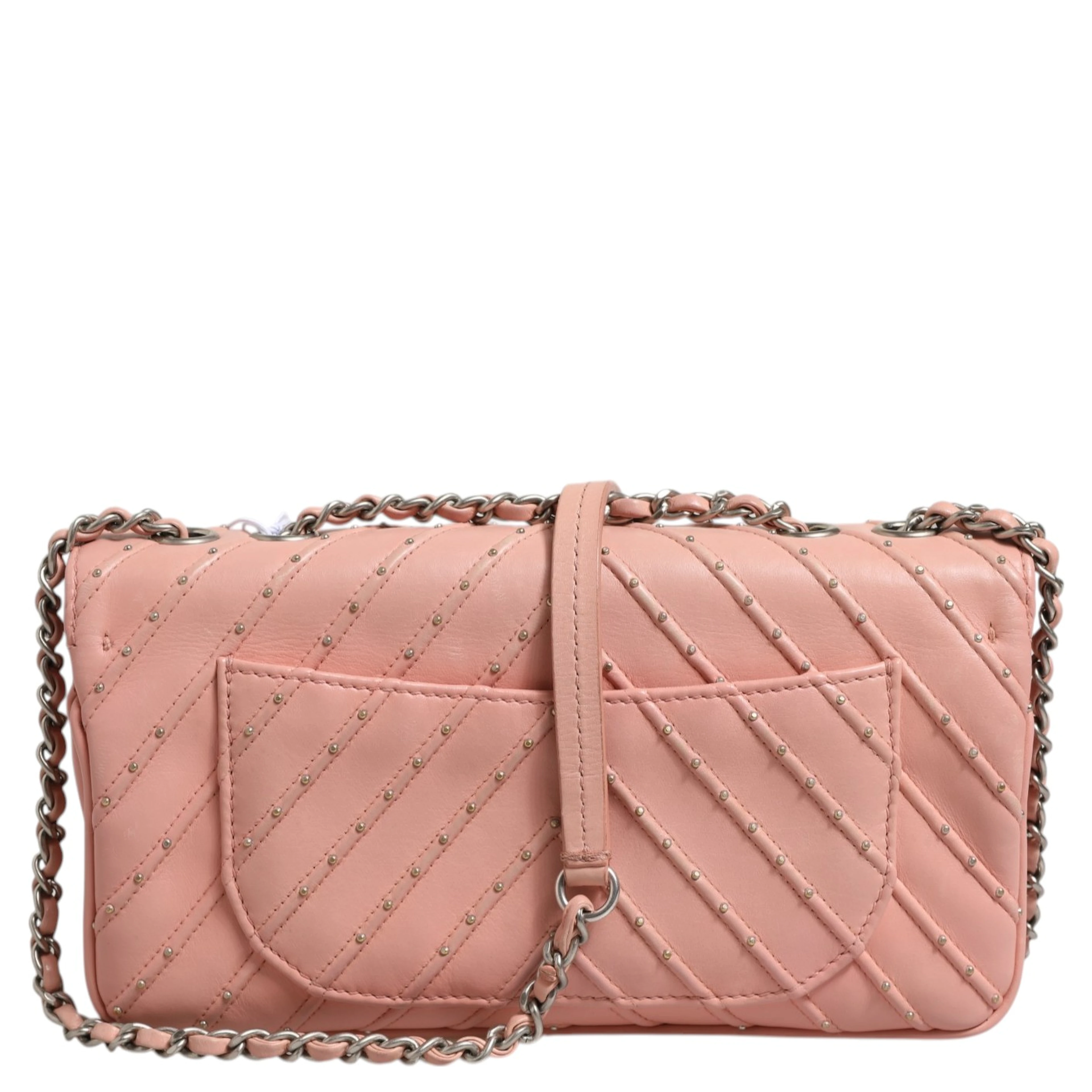 Small Classic Double Flap Bag Light Pink Chevron