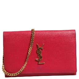 Red Leather Monogram Wallet on Chain