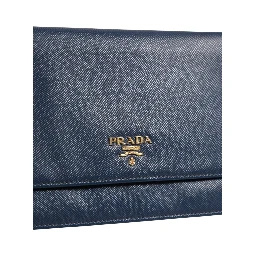 Blue Saffiano Leather Wallet on Chain Clutch Bag