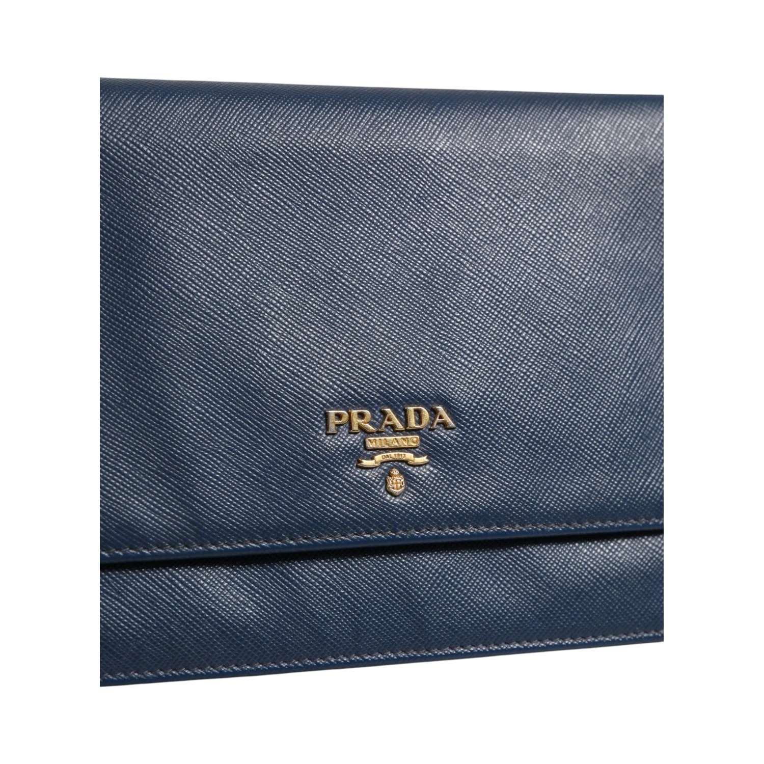 Blue Saffiano Leather Wallet on Chain Clutch Bag