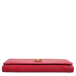 Red Leather Monogram Wallet on Chain