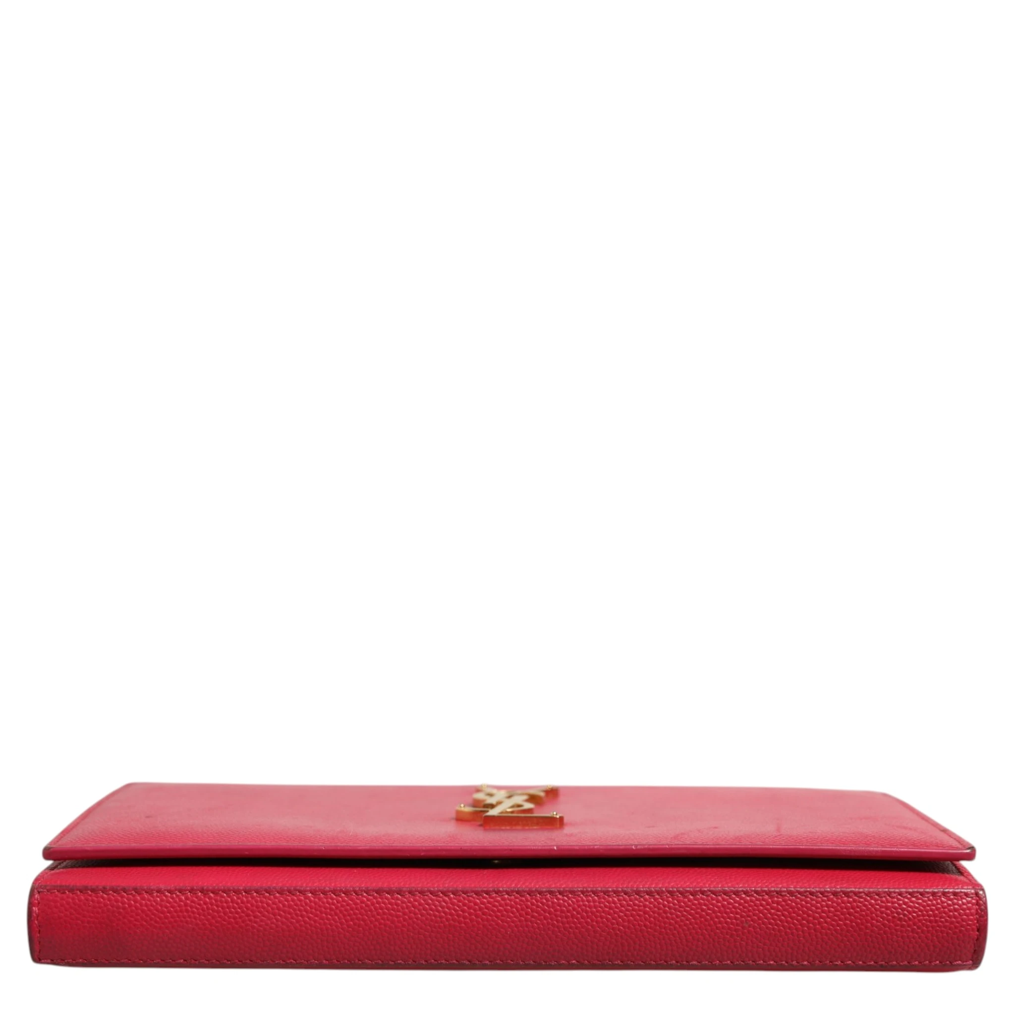 Red Leather Monogram Wallet on Chain