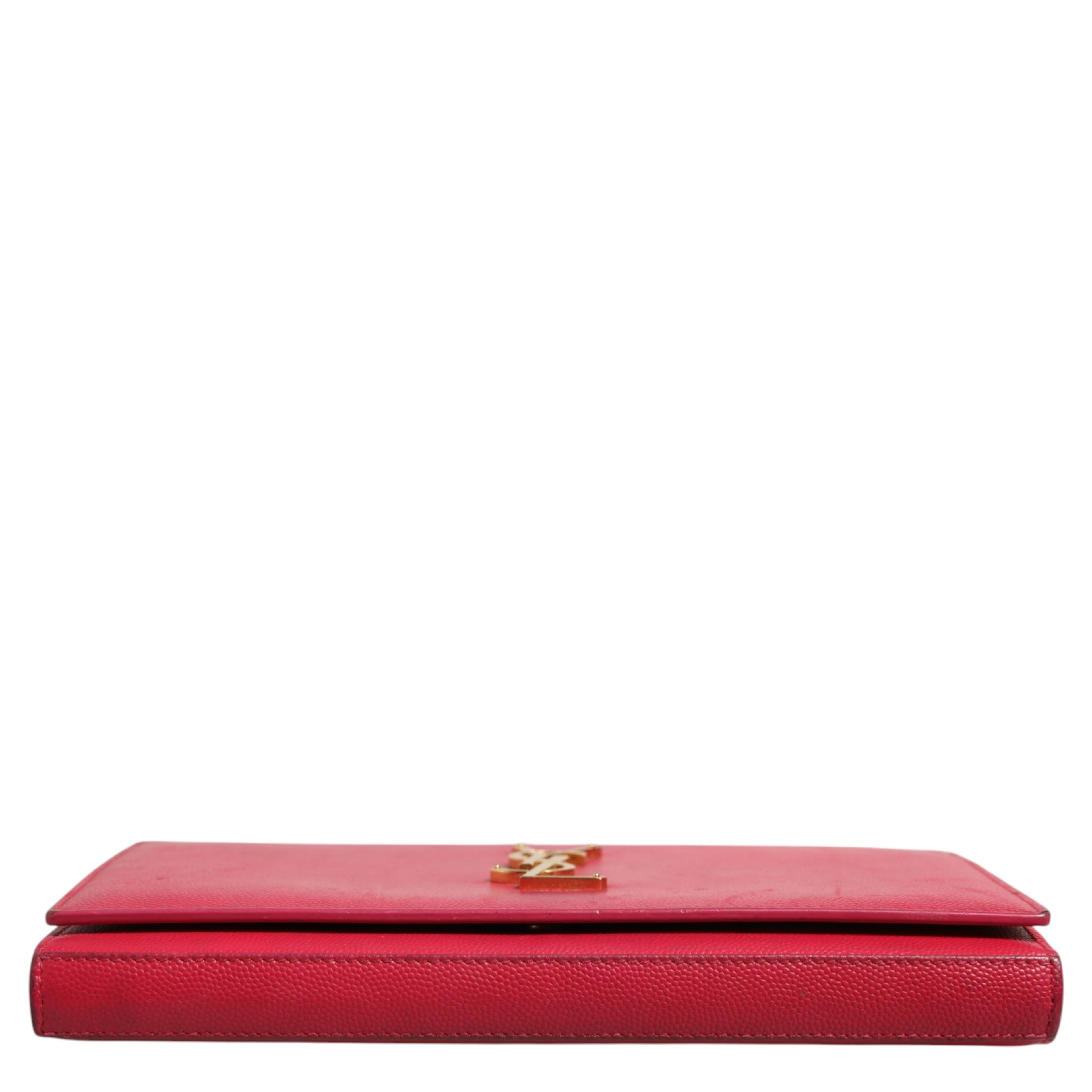 Red Leather Monogram Wallet on Chain