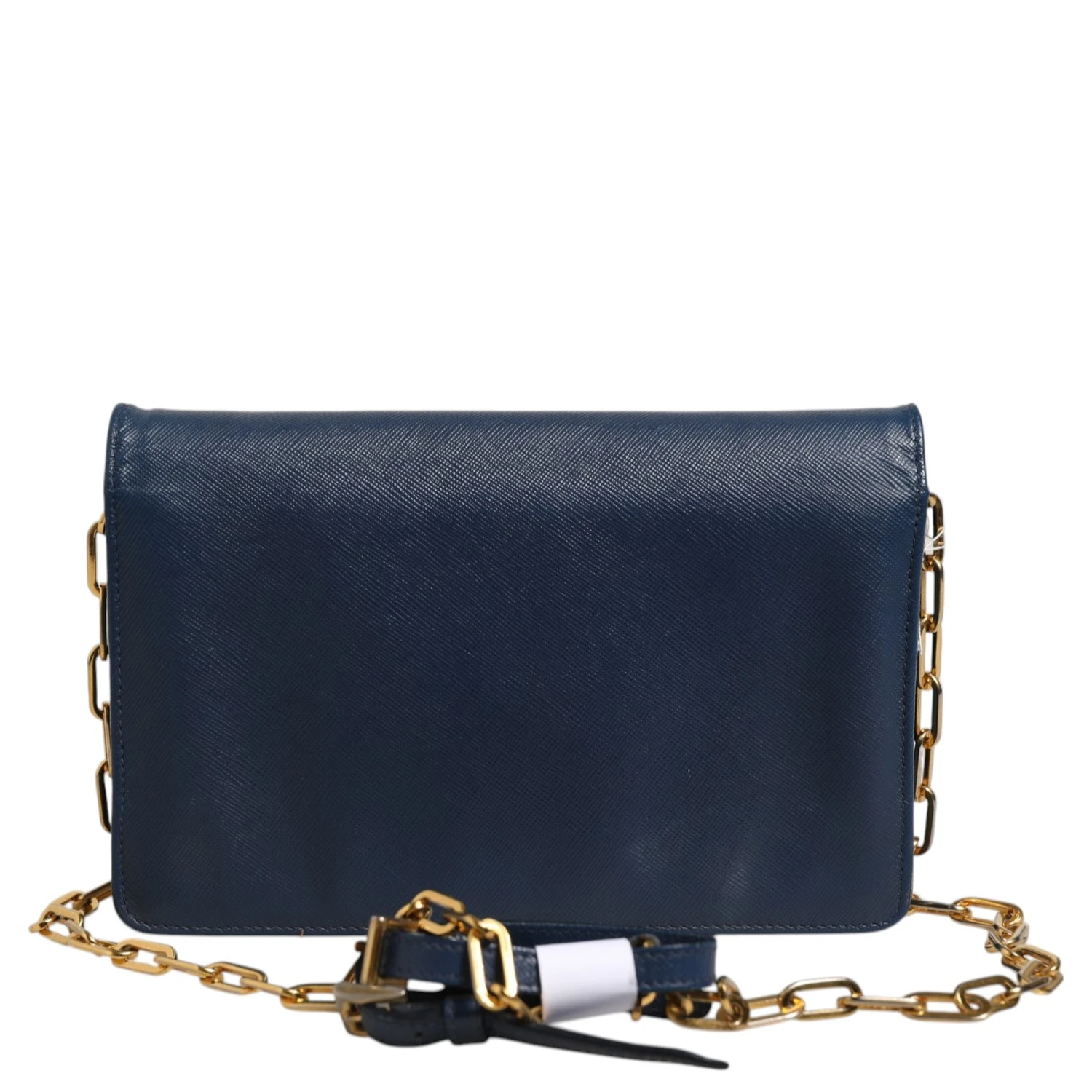 Blue Saffiano Leather Wallet on Chain Clutch Bag