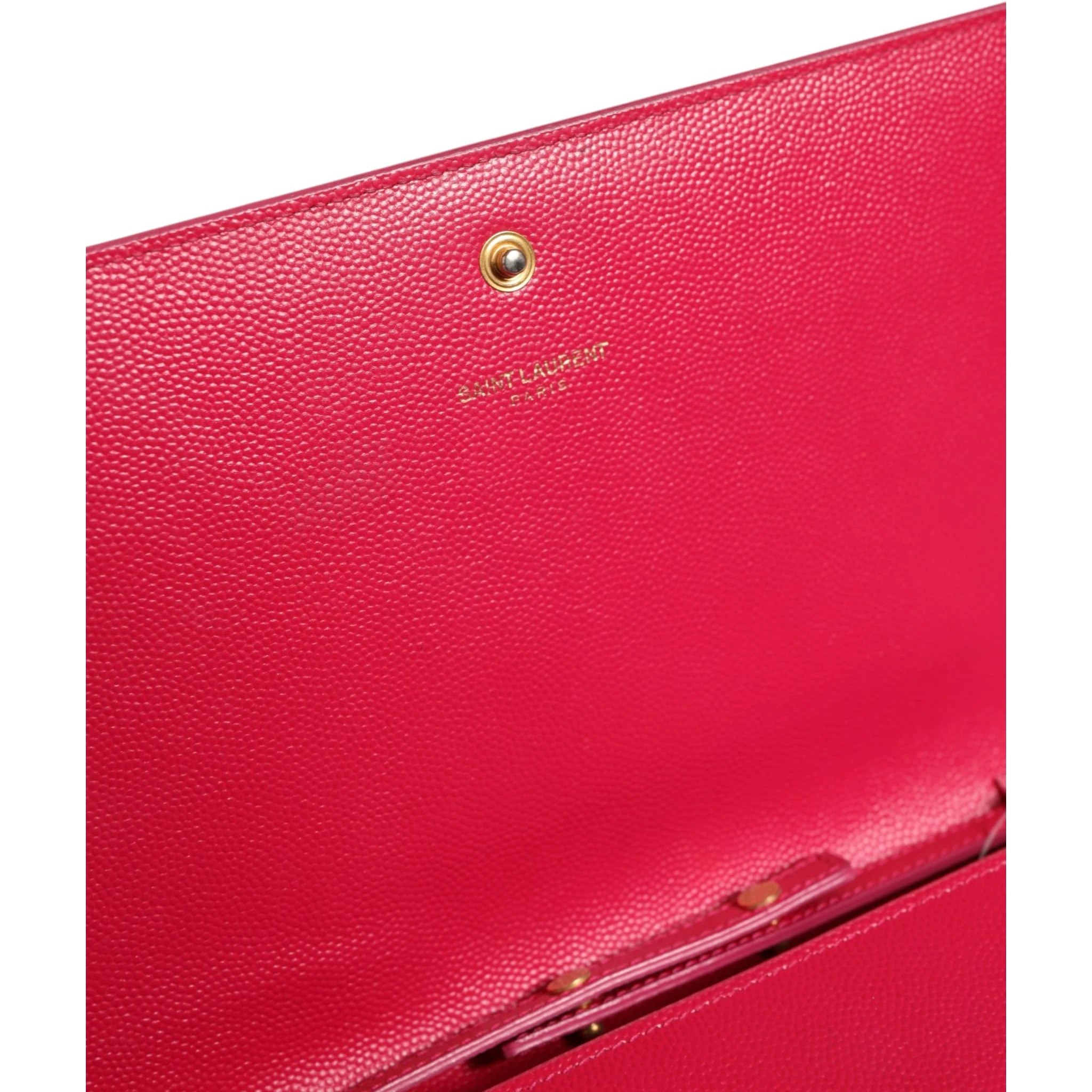 Red Leather Monogram Wallet on Chain