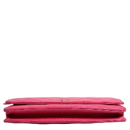 Pink Quilted Lambskin Wallet On Chain WOC Silver