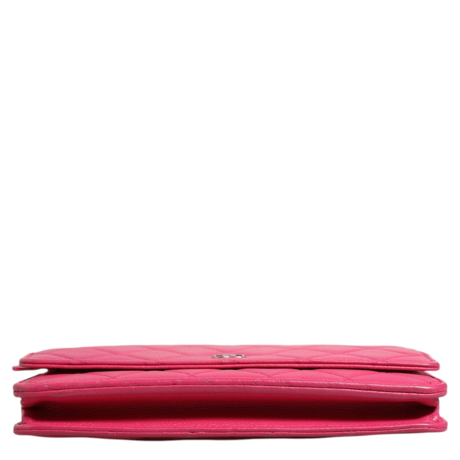 Pink Quilted Lambskin Wallet On Chain WOC Silver