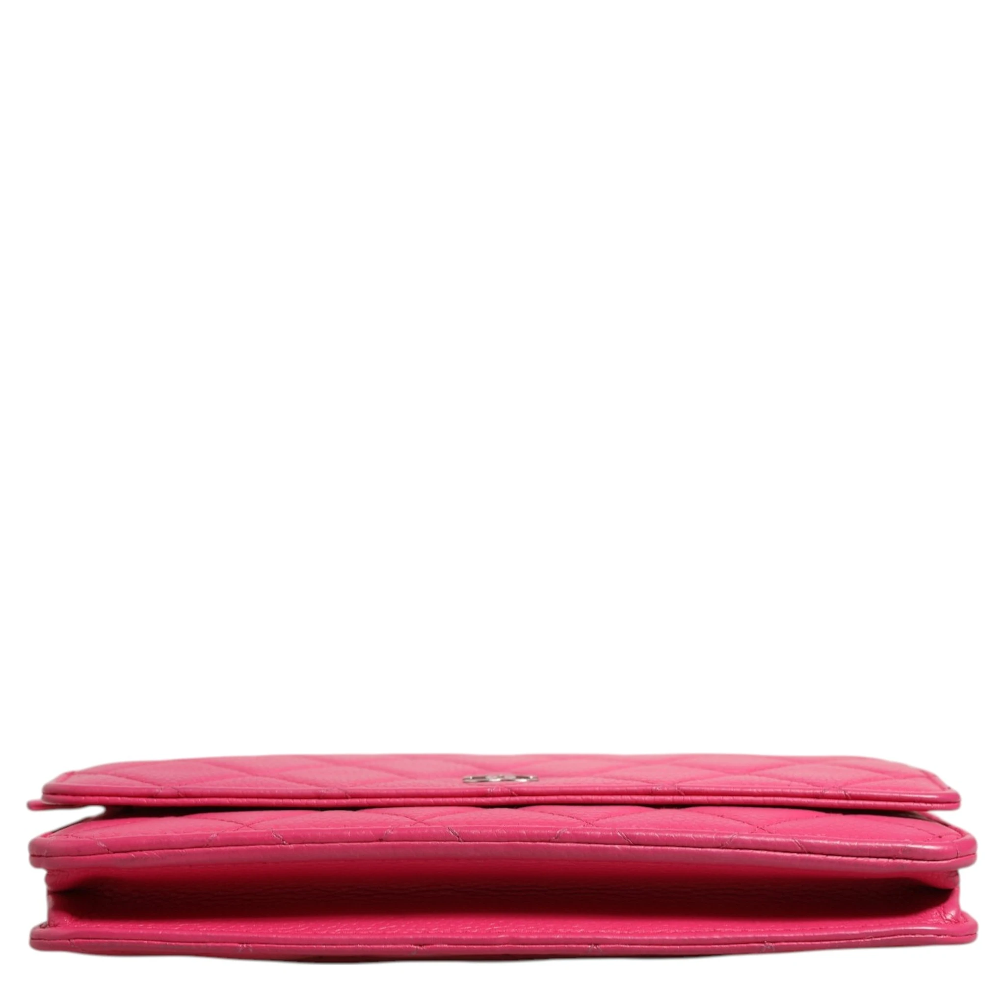 Pink Quilted Lambskin Wallet On Chain WOC Silver