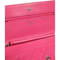 Pink Quilted Lambskin Wallet On Chain WOC Silver