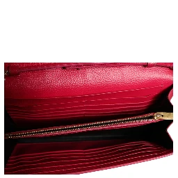 Red Leather Monogram Wallet on Chain