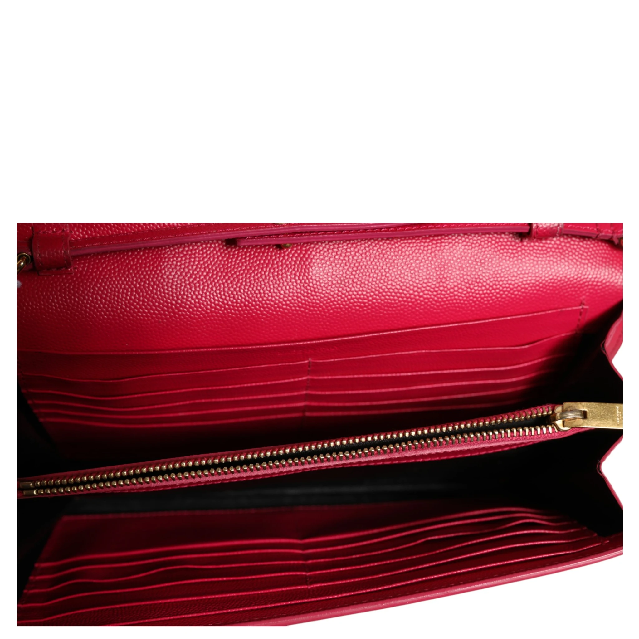 Red Leather Monogram Wallet on Chain