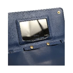 Blue Saffiano Leather Wallet on Chain Clutch Bag