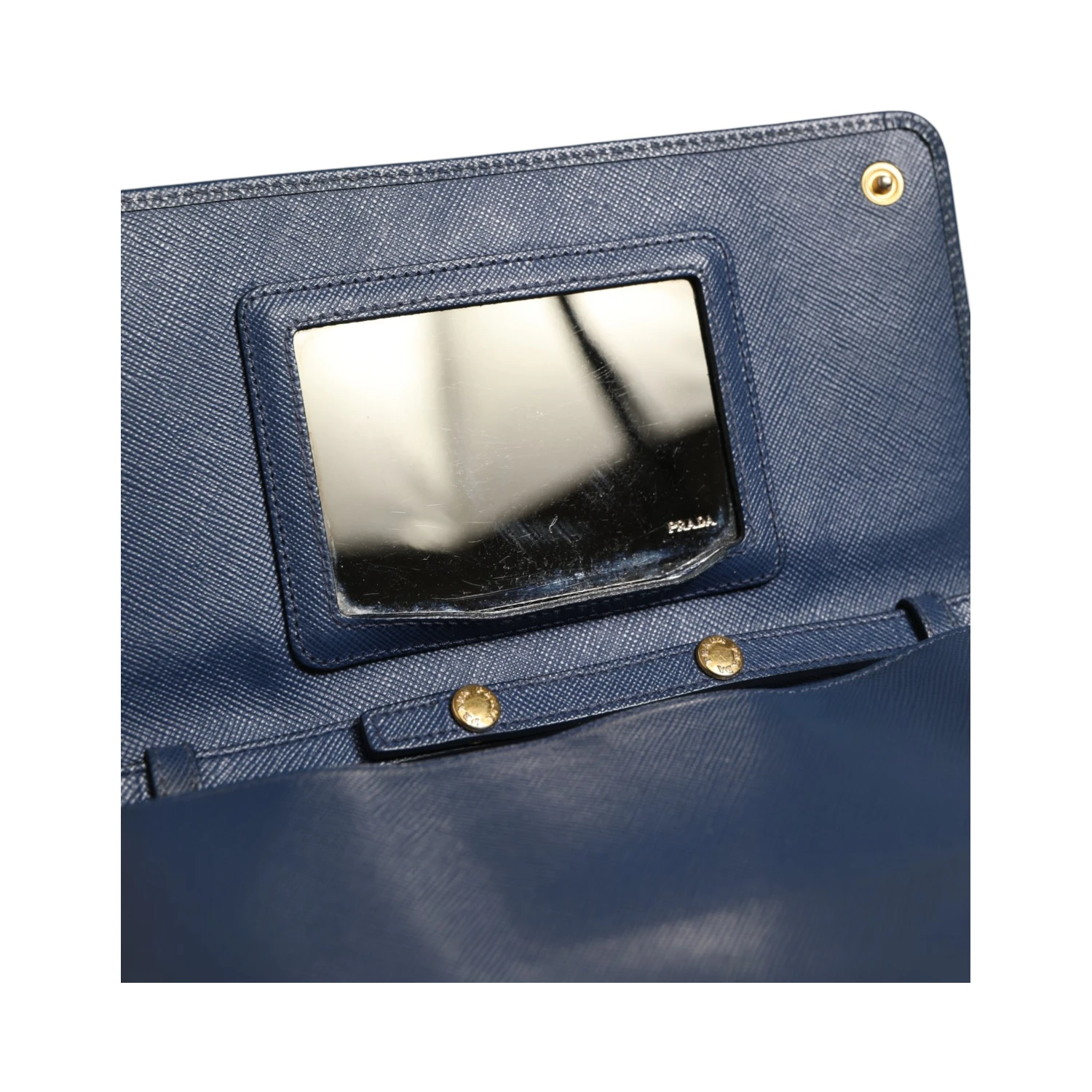 Blue Saffiano Leather Wallet on Chain Clutch Bag