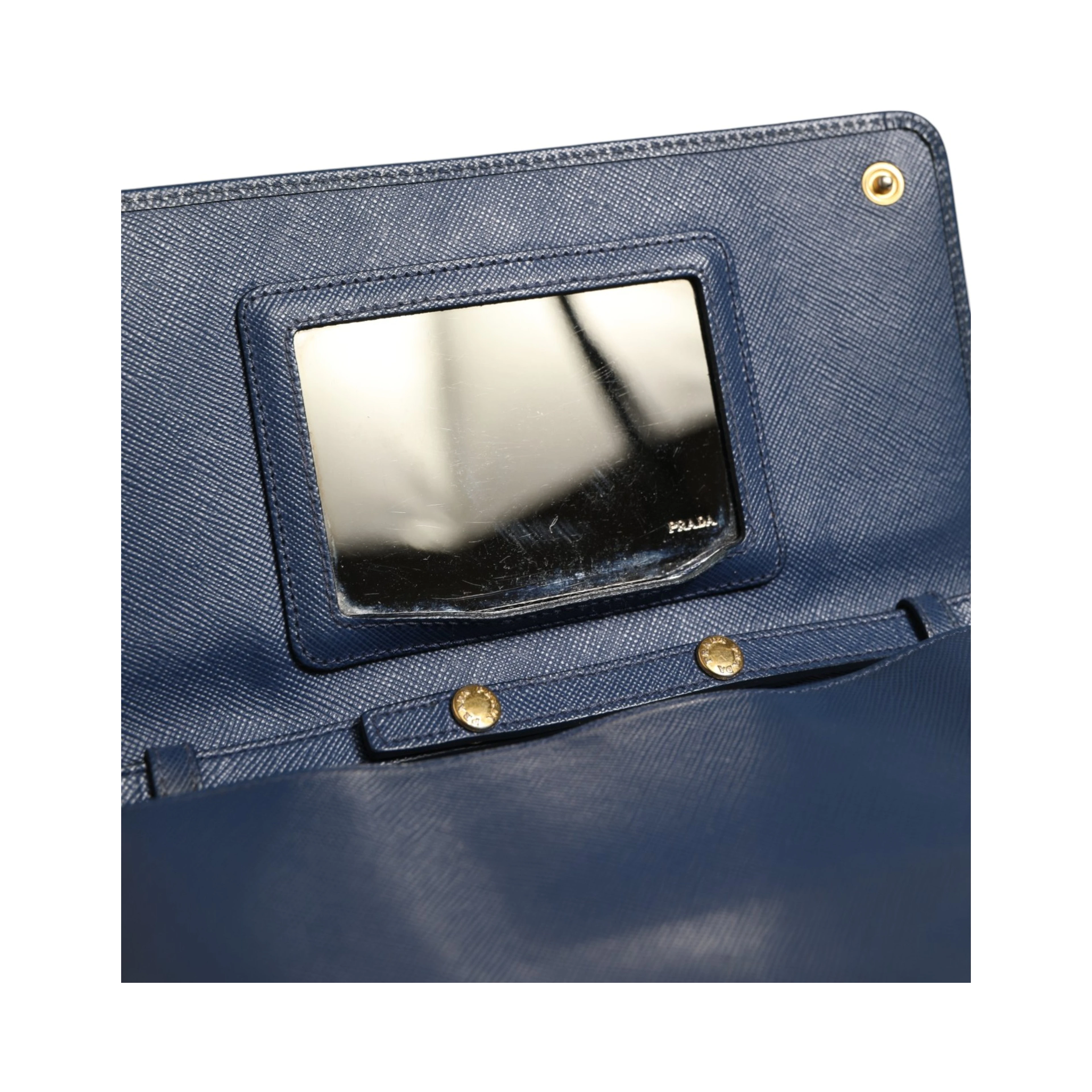 Blue Saffiano Leather Wallet on Chain Clutch Bag