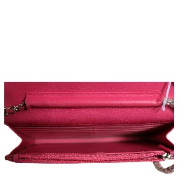 Pink Quilted Lambskin Wallet On Chain WOC Silver