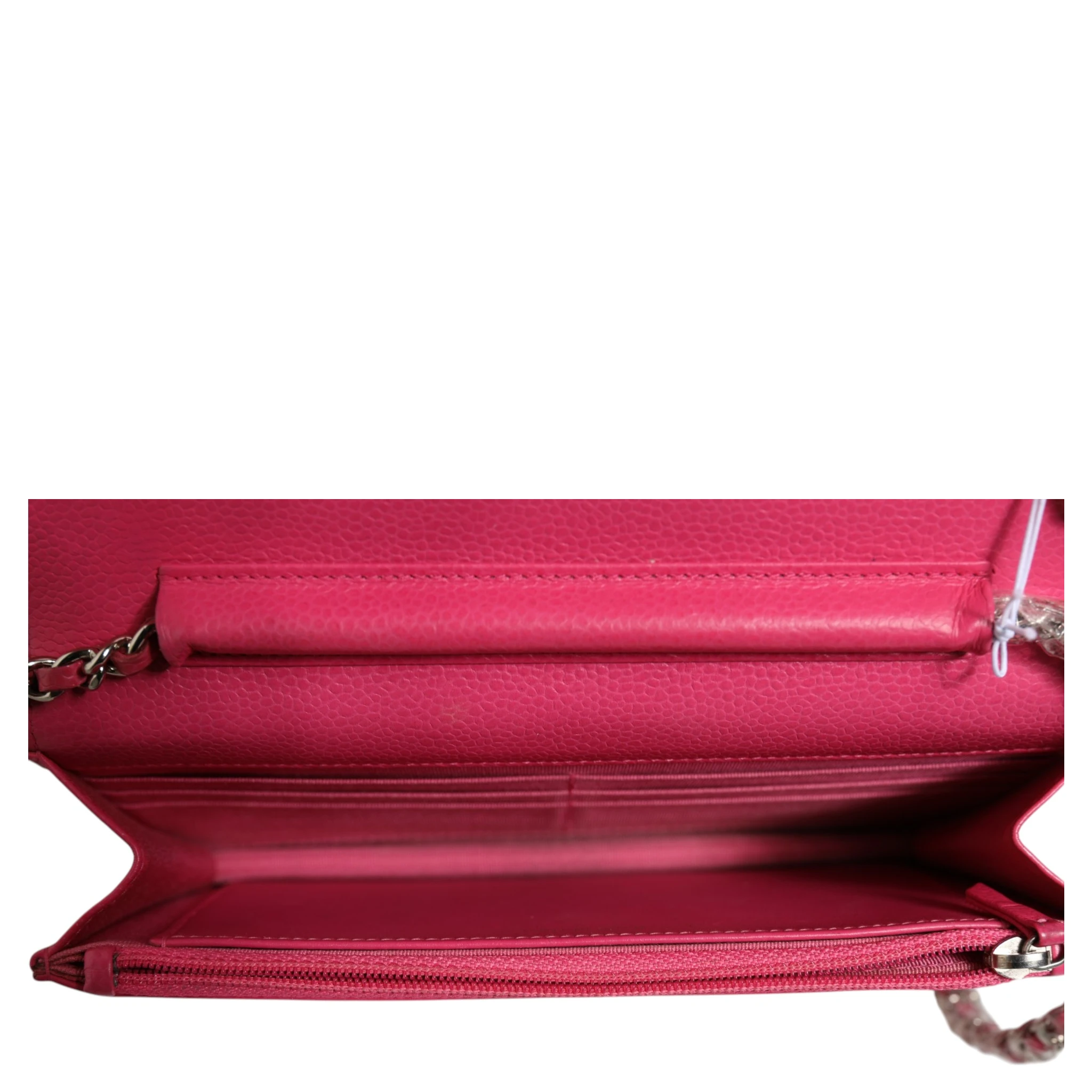 Pink Quilted Lambskin Wallet On Chain WOC Silver