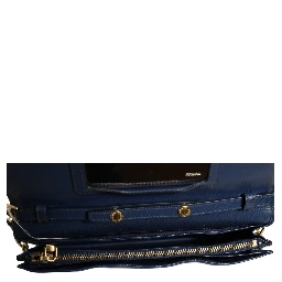 Blue Saffiano Leather Wallet on Chain Clutch Bag