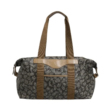 Green and Brown Pattern Canvas Duffel Bag