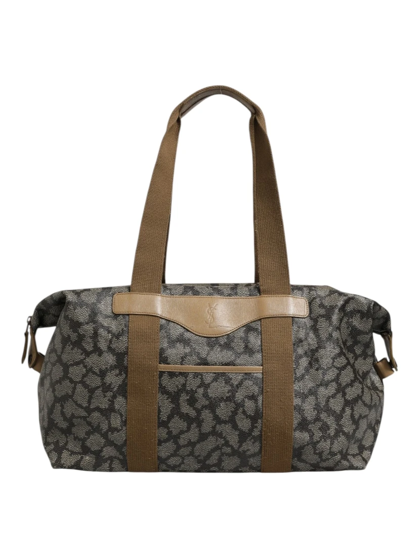 Green and Brown Pattern Canvas Duffel Bag
