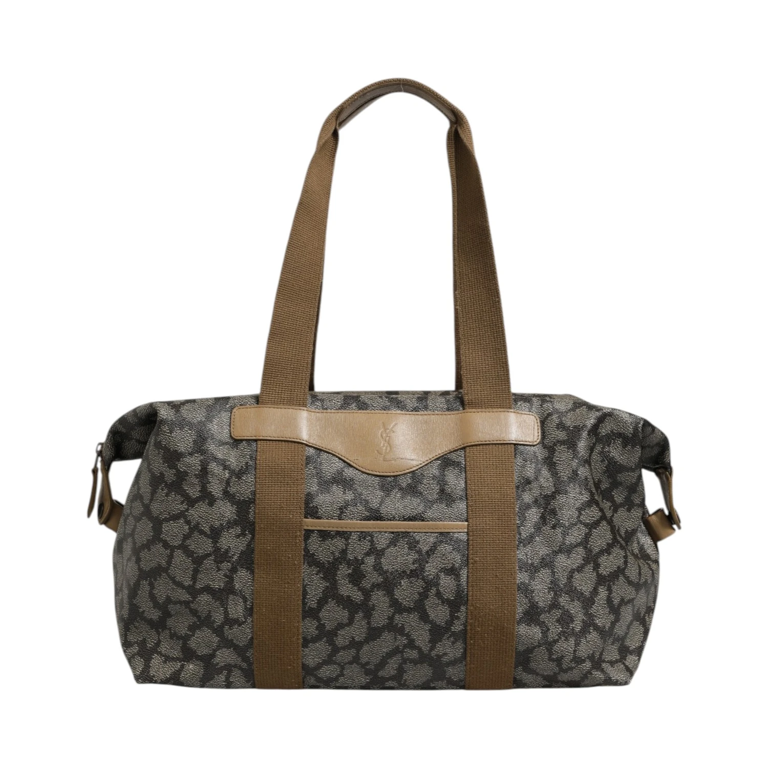 Green and Brown Pattern Canvas Duffel Bag