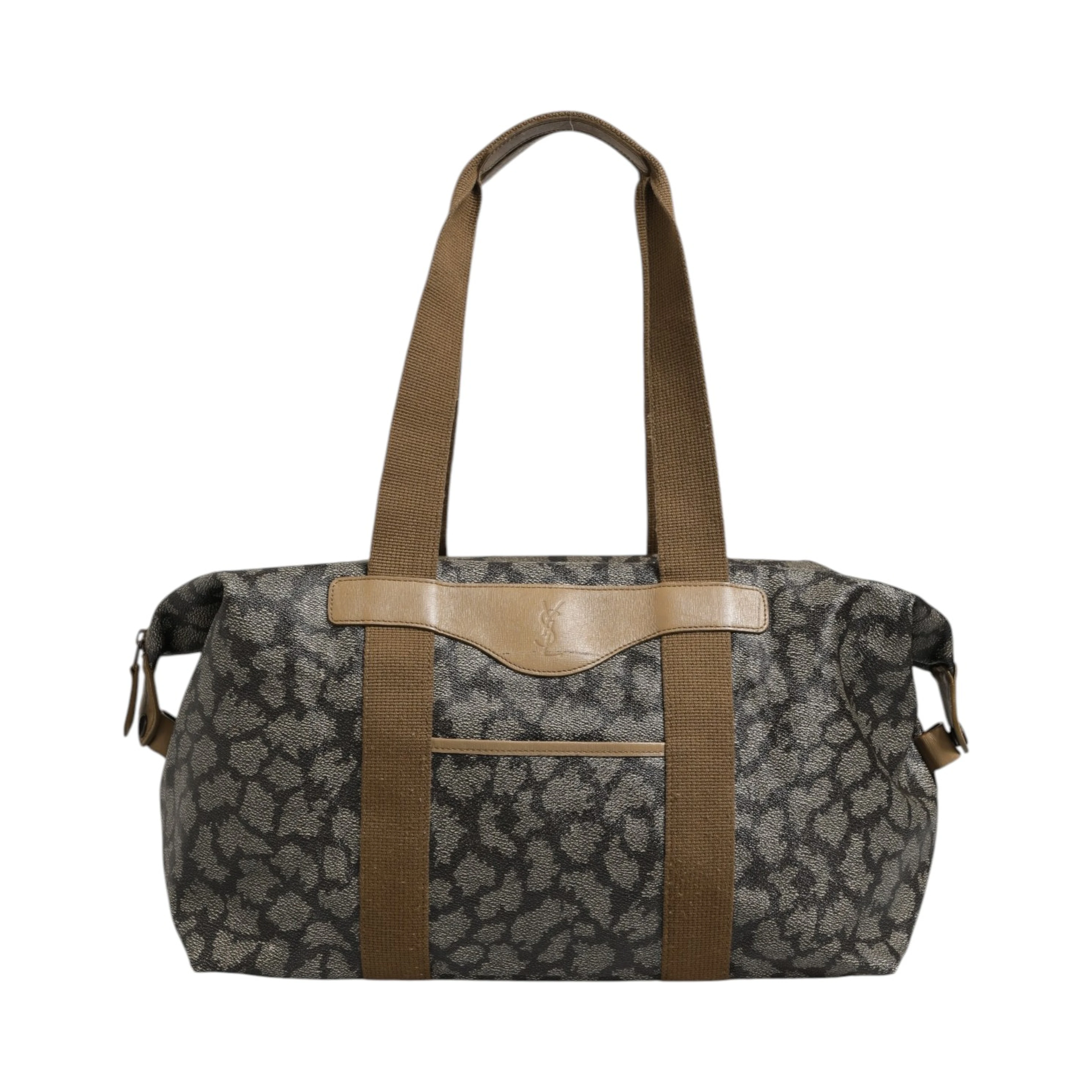 Green and Brown Pattern Canvas Duffel Bag