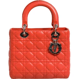 Orange Cannage Lambskin Leather Lady Dior Bag