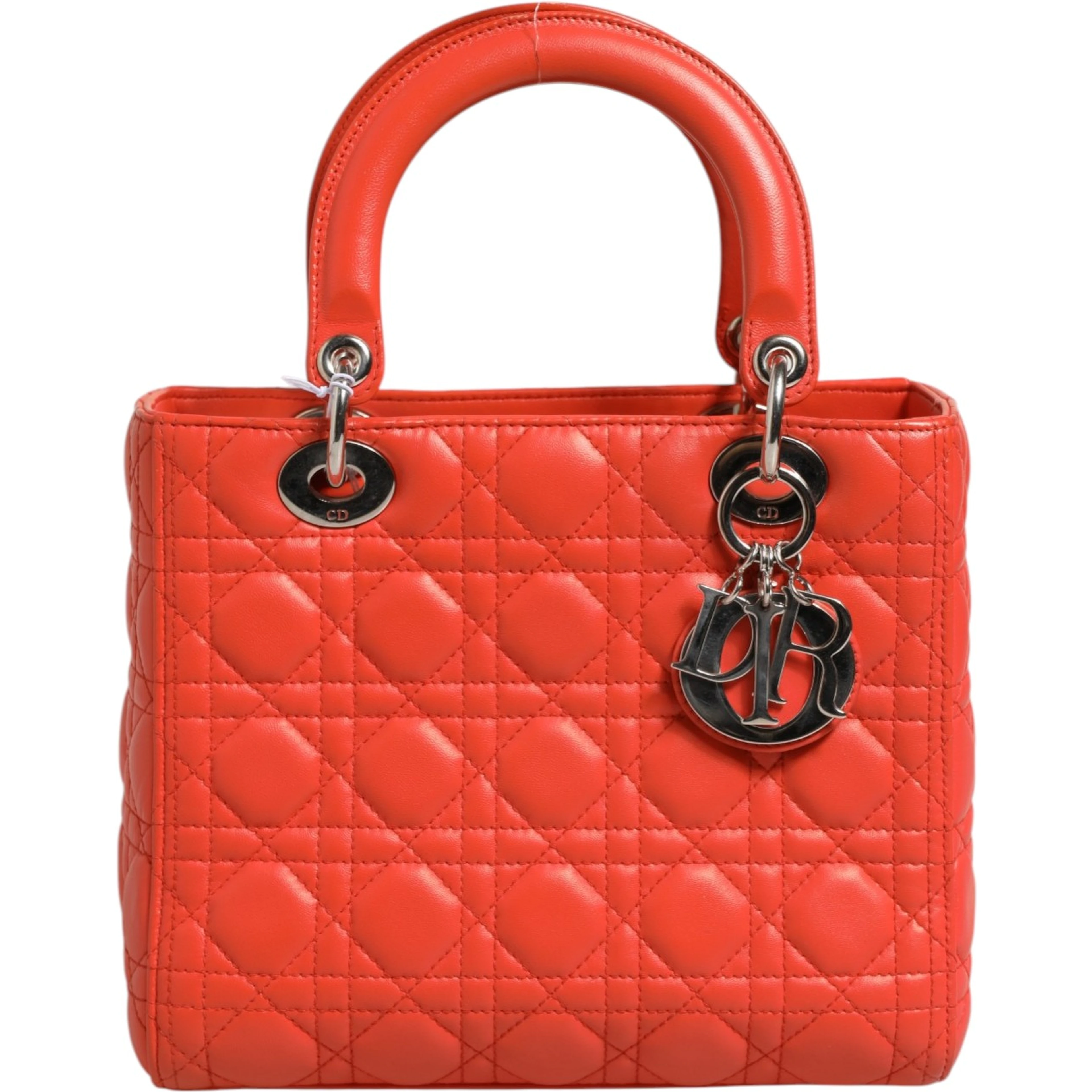 Orange Cannage Lambskin Leather Lady Dior Bag