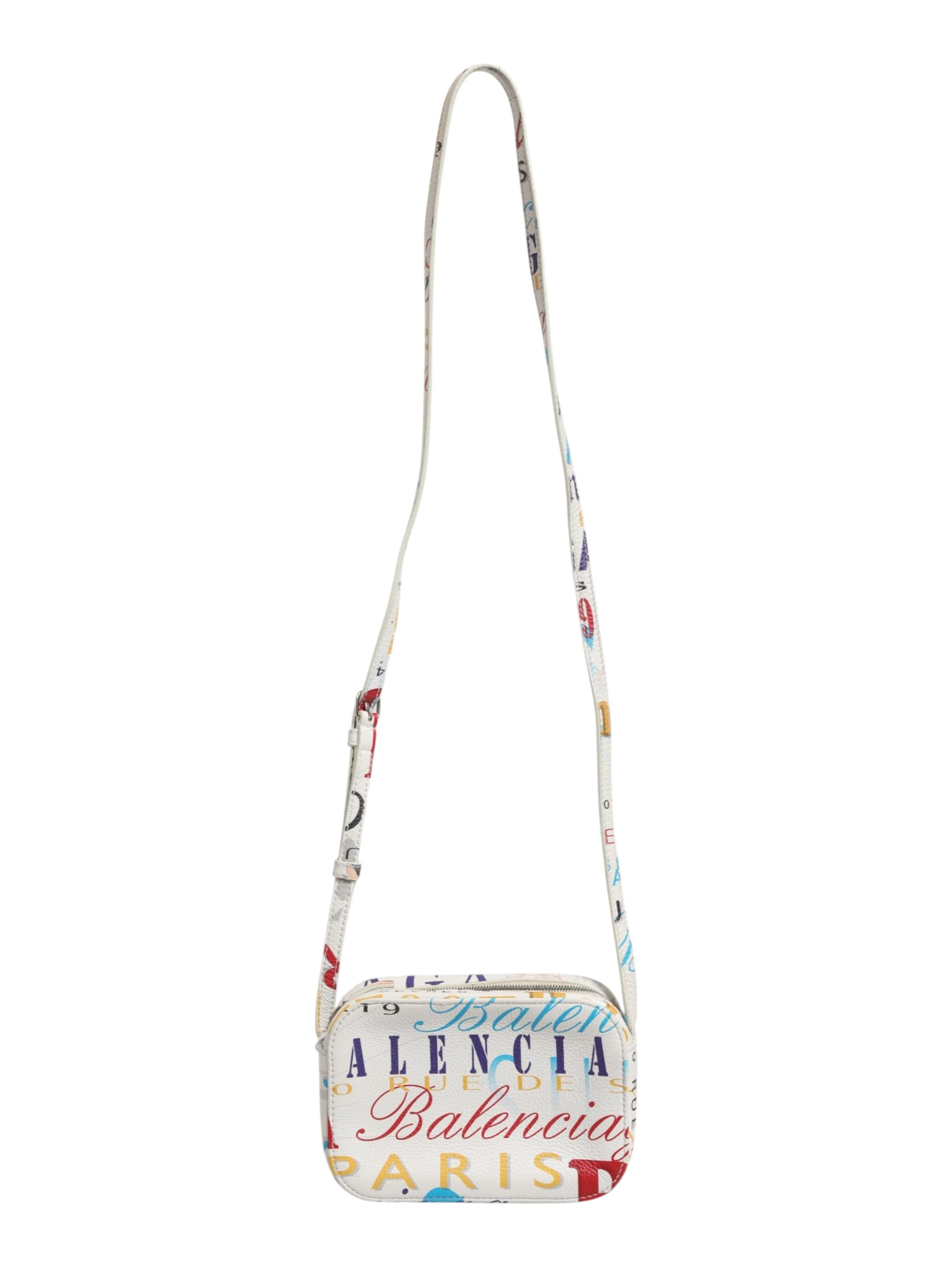 White Graffiti Print Leather Mini City Handbag