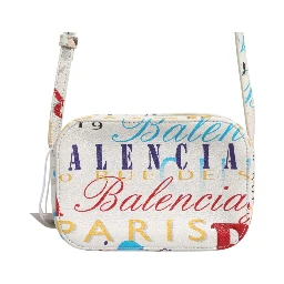White Graffiti Print Leather Mini City Handbag