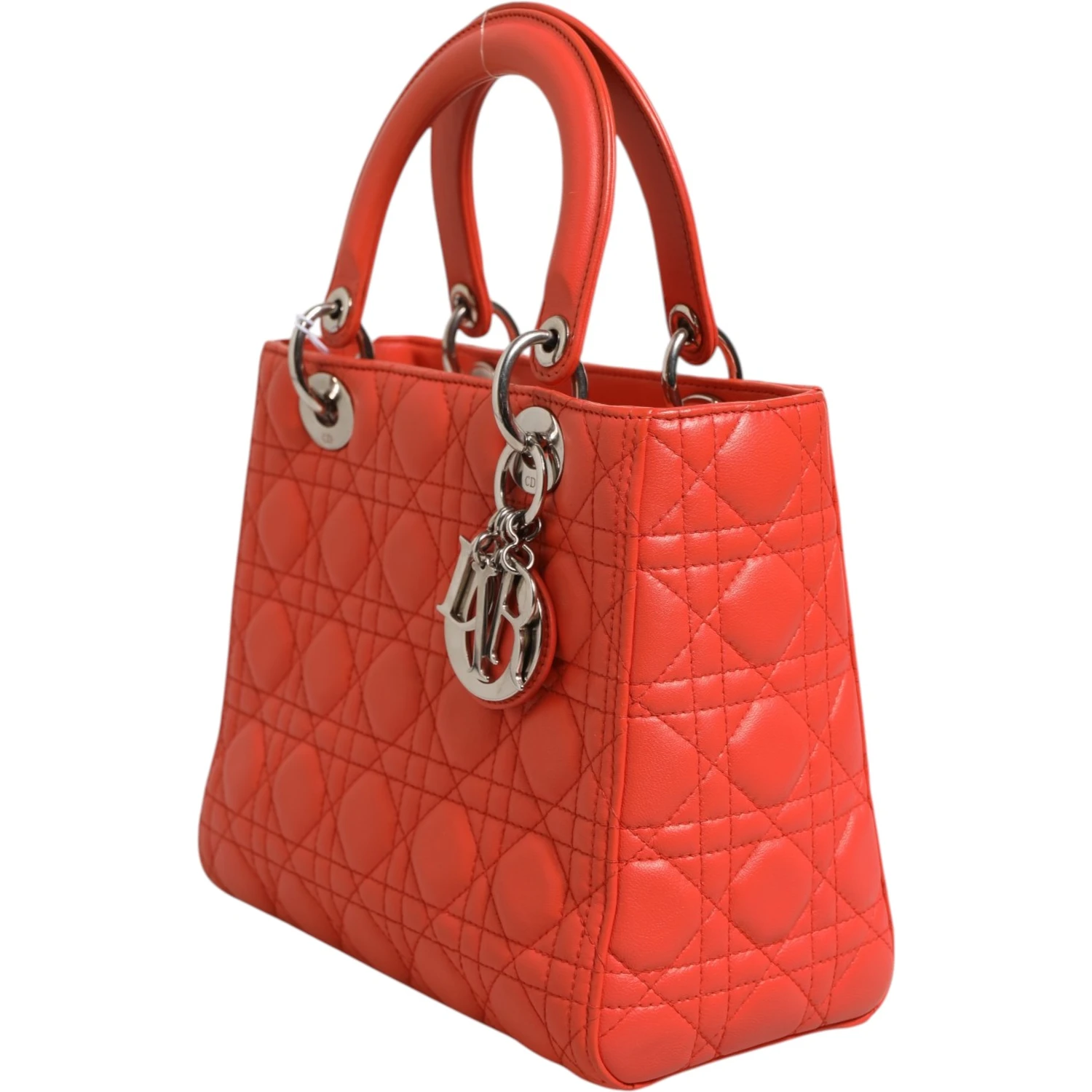 Orange Cannage Lambskin Leather Lady Dior Bag