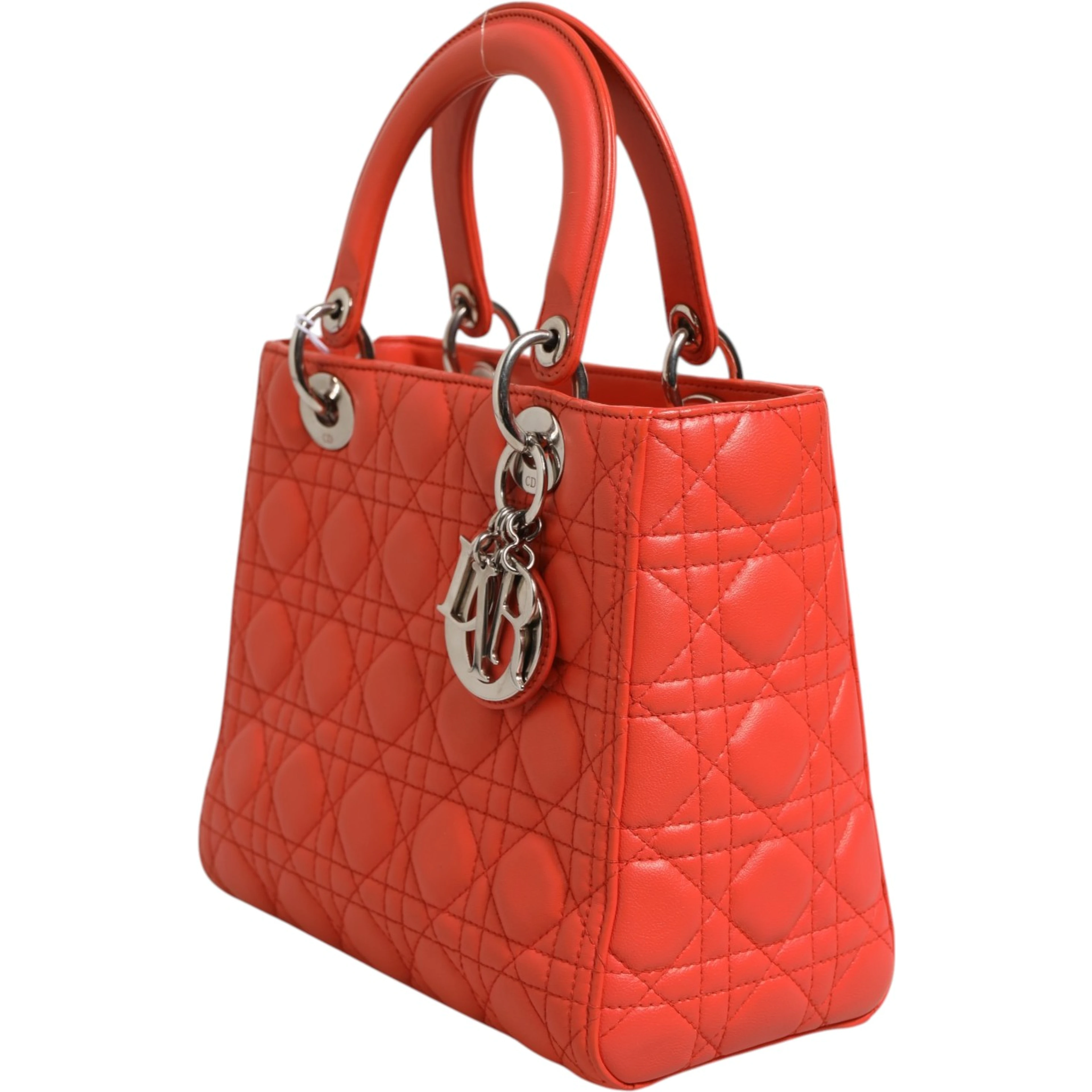 Orange Cannage Lambskin Leather Lady Dior Bag