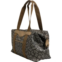Green and Brown Pattern Canvas Duffel Bag