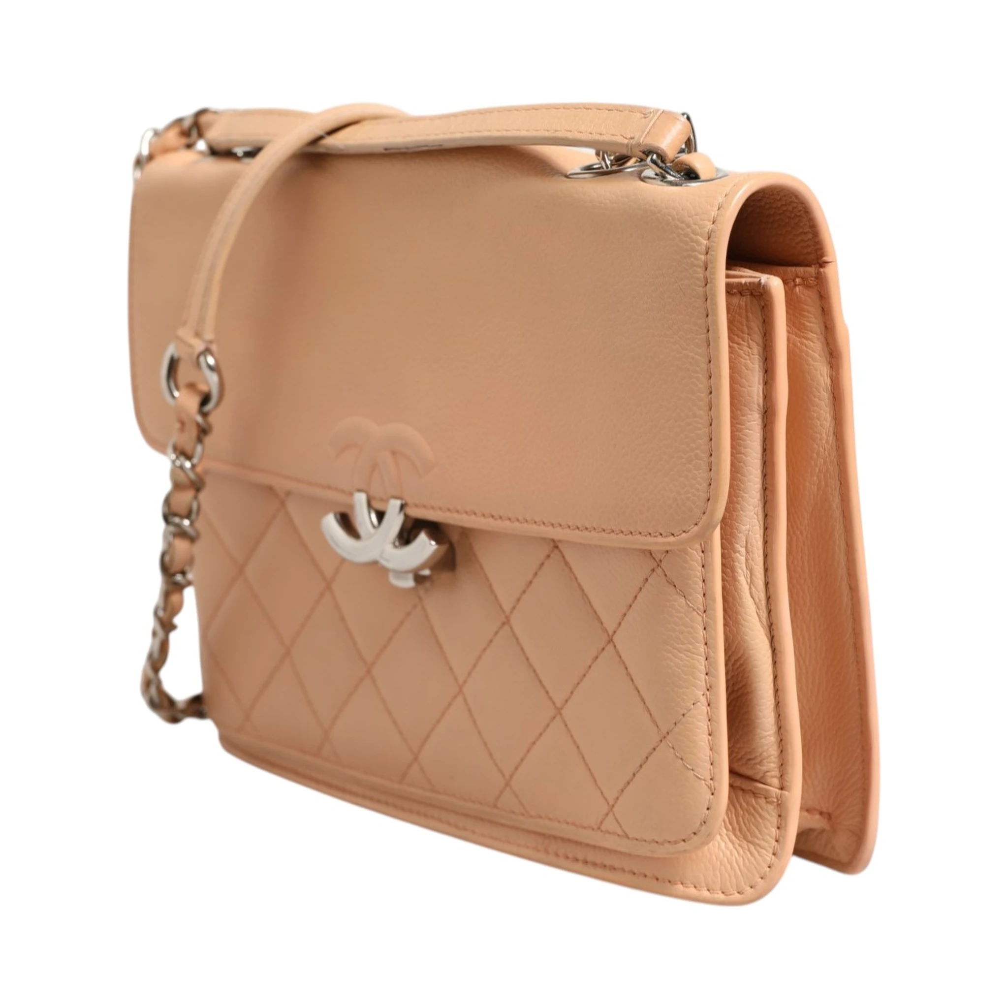 Goatskin Quilted Small CC Box Flap Bag