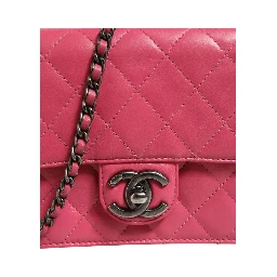 Pink Quilted Lambskin Leather Classic Square Mini Flap Bag