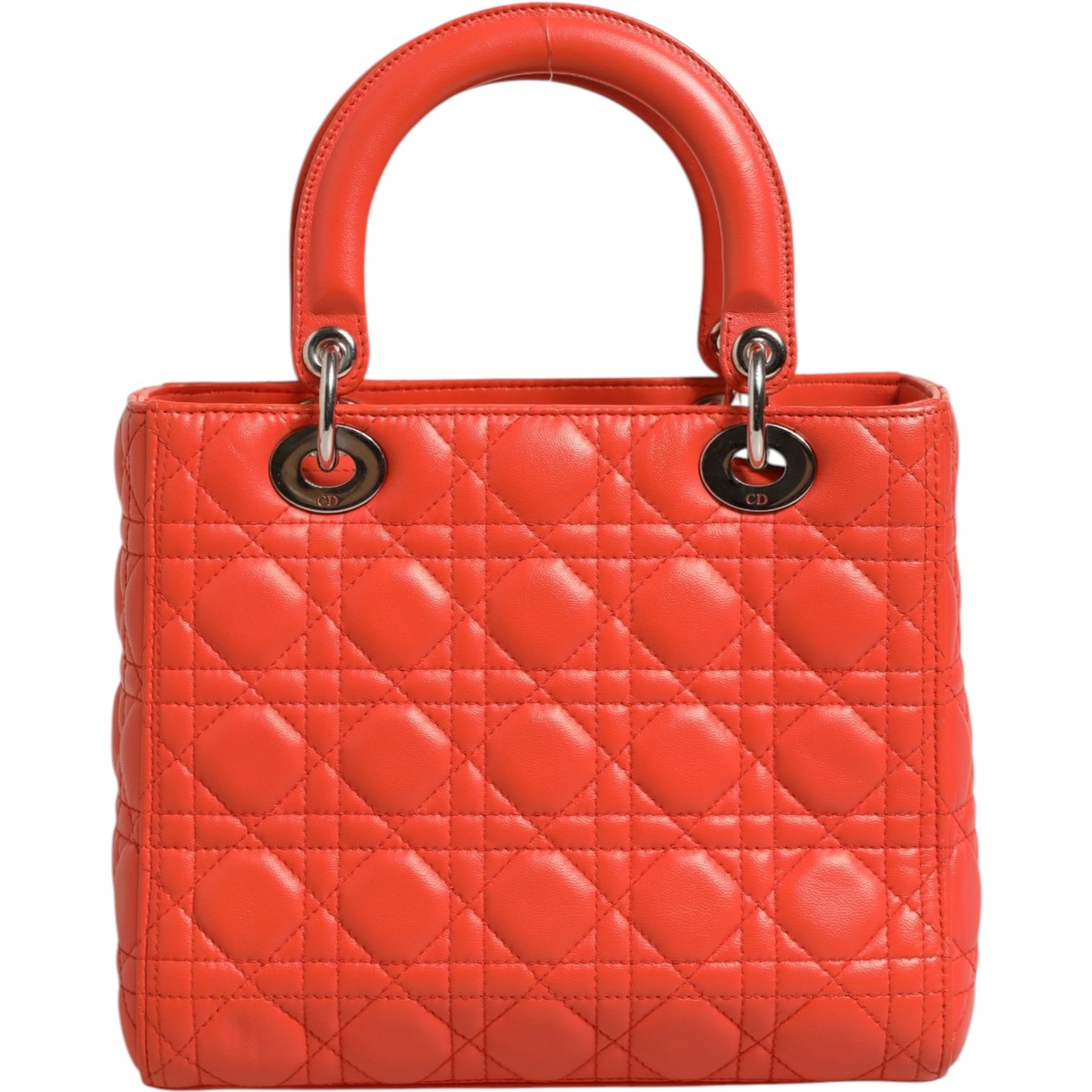 Orange Cannage Lambskin Leather Lady Dior Bag